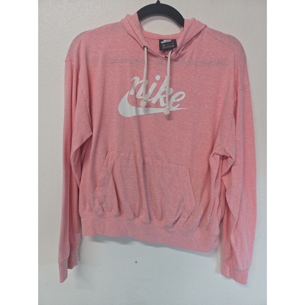 NWOT Nike Sportswear Vintage Pullover Hoodie Heathered Pink Lightweight Logo M